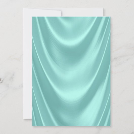 ティール(緑がかった色)ブルーシルバーマスクマスカレードパーティー 招待状 (裏面)