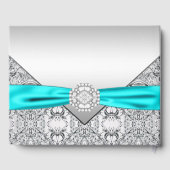 ティール（緑がかった色）ブルーシルバー結婚ズゲストブック ゲストブック (裏面)