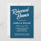 ティール（緑がかった色）ブルーシンプルスタイル結婚リハーサルディナー 招待状 (正面)