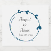 ティール（緑がかった色）ブルーシンプルハート結婚リース スパークリングワインラベル (シングルラベル)