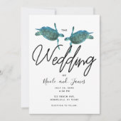 ティール(緑がかった色)ブルーシーウミガメ海エレガントビーチ結婚式 招待状 (正面)
