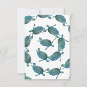 ティール（緑がかった色）ブルーシーウミガメ金ゴールドビーチ結婚式RSVP 招待状 (裏面)