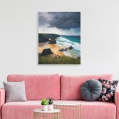 ティール（緑がかった色）ブルーシーコーンウォール上空の現実的な嵐の雲 キャンバスプリント (インサイチュ (リビング))