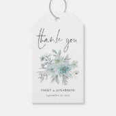 ティール（緑がかった色）ブルーシーミストフローラありがとう ギフトタグ (正面)
