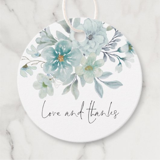 ティール(緑がかった色)ブルーシーミストフローラスクリプトラブと感謝してい フェイバータグ (正面)