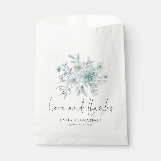 ティール（緑がかった色）ブルーシーミスト結婚フローラの愛感謝してい フェイバーバッグ (正面)