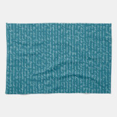 ティール(緑がかった色)ブルージェーンオースティンプライド偏見オランダ キッチンタオル (横)