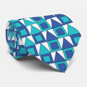 ティール（緑がかった色）ブルースクエアトライアングルジオメトリ ネクタイ (ロール)