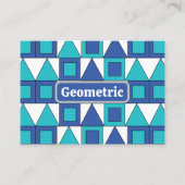 ティール(緑がかった色)ブルースクエアトライアングルジオメトリ 名刺 (正面)