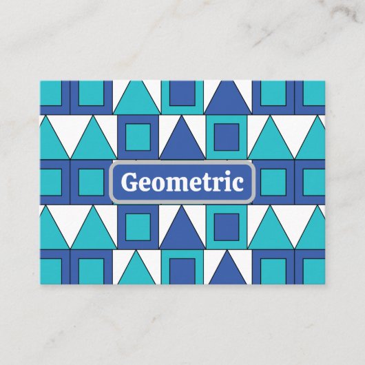 ティール（緑がかった色）ブルースクエアトライアングルジオメトリ 名刺 (正面)