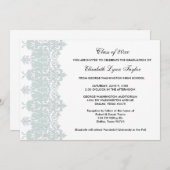 ティール（緑がかった色）ブルースクール卒業発表 招待状 (正面/裏面)