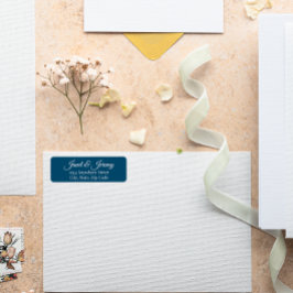 ティール(緑がかった色)ブルースタイル化結婚名の差出人住所 ラベル