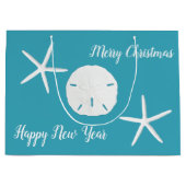 ティール（緑がかった色）ブルースターフィッシュクリスマスラージ紙抱き枕 ラージペーパーバッグ (正面)