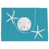 ティール（緑がかった色）ブルースターフィッシュクリスマスラージ紙抱き枕 ラージペーパーバッグ (裏面)