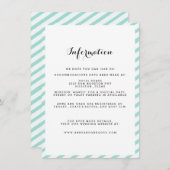 ティール（緑がかった色）ブルーストライプのの情報結婚挿入カード エンクロージャーカード (正面/裏面)
