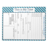 ティール（緑がかった色）/ブルーストライプの5-1ミートトラッカー ノートパッド (正面)