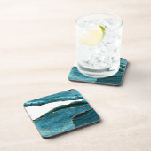 ティール(緑がかった色)ブルーストーン金ゴールドメタリックストーン コースター (右側)