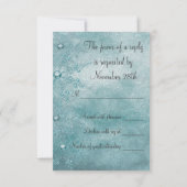 ティール(緑がかった色)ブルースノーフレーククリスチャンクリスマスパーティーRSVP 招待状 (裏面)