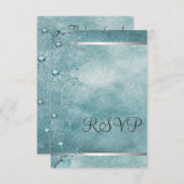 ティール(緑がかった色)ブルースノーフレーククリスチャンクリスマスパーティーRSVP 招待状 (正面/裏面)