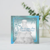 ティール(緑がかった色)ブルースノーフレークスウィンターワンダーランドキンセアニェラ 招待状 (スタンド正面)