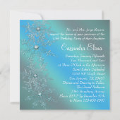 ティール(緑がかった色)ブルースノーフレークスウィンターワンダーランドキンセアニェラ 招待状 (裏面)