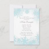 ティール(緑がかった色)ブルースノーフレークスウィート16マスカレードパーティー 招待状 (裏面)