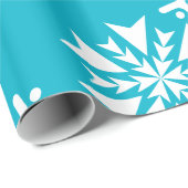 ティール(緑がかった色)ブルースノーフレークスクリスマスホリデーギフトラップ ラッピングペーパー (ロールコーナー)