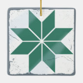 ティール(緑がかった色)ブルースノーフレークタイルボードゲー動揺してム セラミックオーナメント (裏面)
