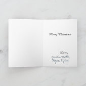 ティール（緑がかった色）ブルースノーフレークパーソナライズされたクリスマスヴィンテージ シーズンカード (内部)