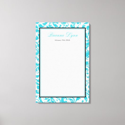 ティール(緑がかった色)ブルースワールダマスクバルミツワーサインインボード キャンバスプリント (正面)