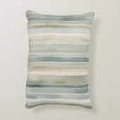 ティール(緑がかった色)ブルーセージグリーンクリーム動揺してストライプ アクセントクッション (裏面(縦))