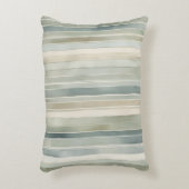 ティール(緑がかった色)ブルーセージグリーンクリーム動揺してストライプ アクセントクッション (正面(垂直))