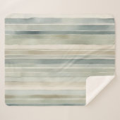 ティール（緑がかった色）ブルーセージグリーンクリーム動揺してストライプ シェルパブランケット (正面(横))