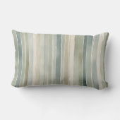 ティール(緑がかった色)ブルーセージグリーンクリーム動揺してストライプ ランバークッション (裏面)