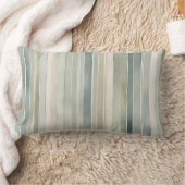 ティール(緑がかった色)ブルーセージグリーンクリーム動揺してストライプ ランバークッション (ブランケット)