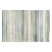 ティール（緑がかった色）ブルーセージグリーンクリーム動揺してストライプ 枕カバー (裏面)