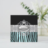 ティール（緑がかった色）ブルーゼブラキンセアニェラ招待状 招待状 (スタンド正面)