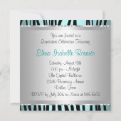 ティール（緑がかった色）ブルーゼブラキンセアニェラ招待状 招待状 (裏面)