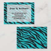 ティール(緑がかった色)ブルーゼブラストライプスワイルドアニマルプリントノベルティ 名刺 (正面/裏面)