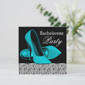ティール（緑がかった色）ブルーゼブラハイヒールバチェロレッテ 招待状 (スタンド正面)