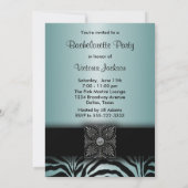 ティール（緑がかった色）ブルーゼブラバチェロレッテ 招待状 (裏面)