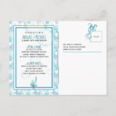 ティール（緑がかった色）ブルータコ赤ちゃんシャワー海ライフ男の子 インビテーションポストカード (裏面)