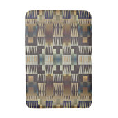 ティール(緑がかった色)ブルータンタウペブラウン先住民トライバルモザイクアート バスマット (正面縦)