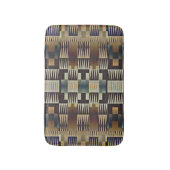 ティール（緑がかった色）ブルータンタウペブラウン先住民トライバルモザイクアート バスマット (正面縦)