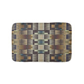 ティール（緑がかった色）ブルータンタウペブラウン先住民トライバルモザイクアート バスマット (正面)