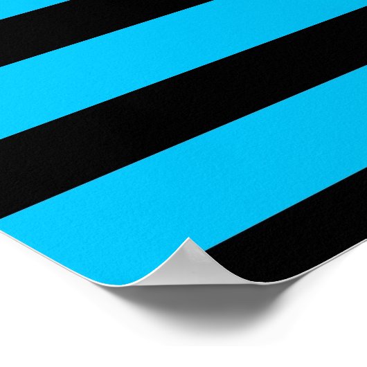 ティール(緑がかった色)ブルーターコイズと白ストライプ色パターン ポスター (角)