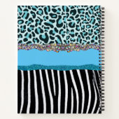 ティール(緑がかった色)ブルーターコイズガーリーグモダンラムレトロ ノートブック (裏面)