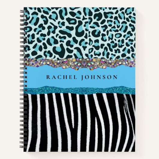 ティール(緑がかった色)ブルーターコイズガーリーグモダンラムレトロ ノートブック (正面)