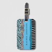 ティール（緑がかった色）ブルーターコイズガーリーグモダンラムレトロ ラゲッジタグ (正面縦)