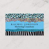 ティール（緑がかった色）ブルーターコイズグガーリーラムモダンレトロブシン 名刺 (正面)